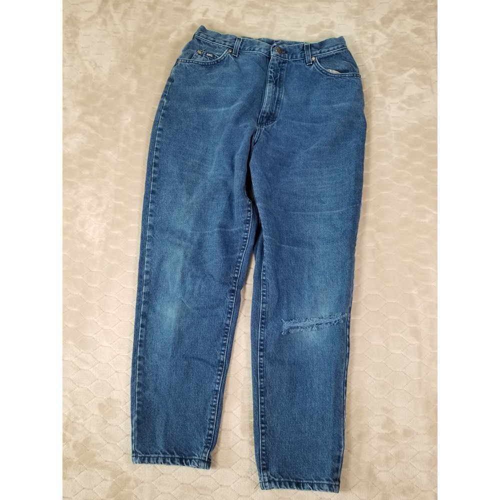 Lee High Waist Mom Jeans Fits 30x28* Union Made Denim Mom Tapered Leg HOLE